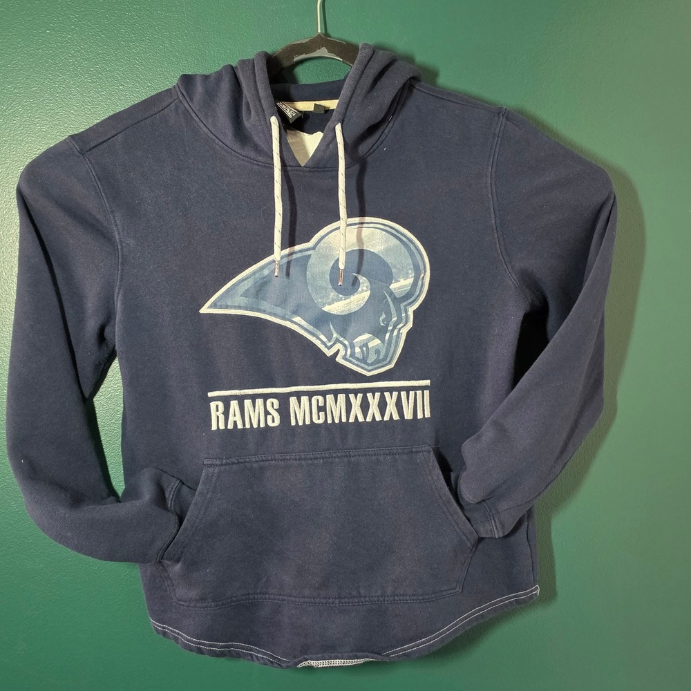 NFL Team Apparel Los Angeles Rams Navy Blue Hoodie Sweatshirt Mens Small